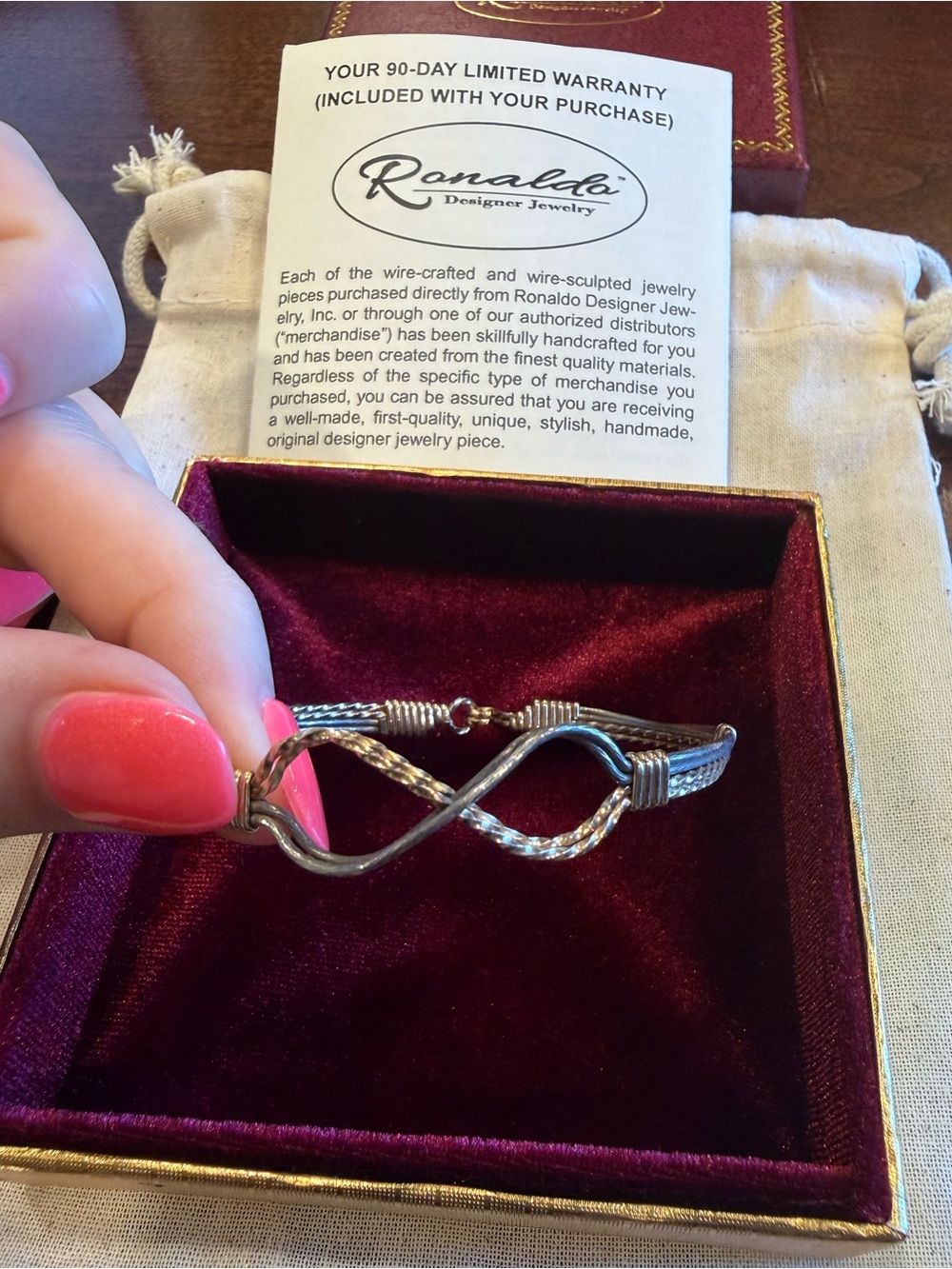 Ronaldo Infinity Bracelet 7" Gold & Silver with Box